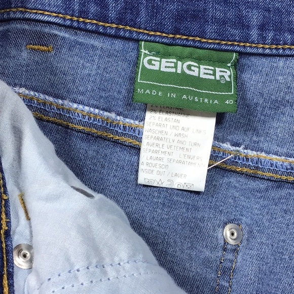 VTG GEIGER Blue Denim Straight Leg High Rise Zip Front 5 Pocket - Picture 3 of 9